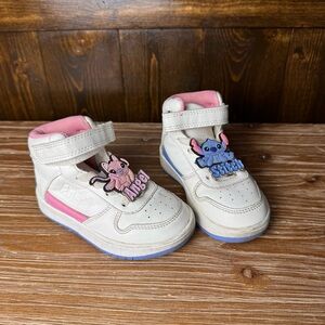 Disney Lelo & Stitch Girls White High Top Trainer Sneaker Size 7 With Charms